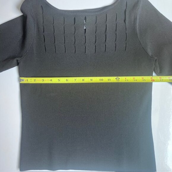 BLACK CUT OUT NECK  BLOUSE NO IRON - Picture 6 of 9